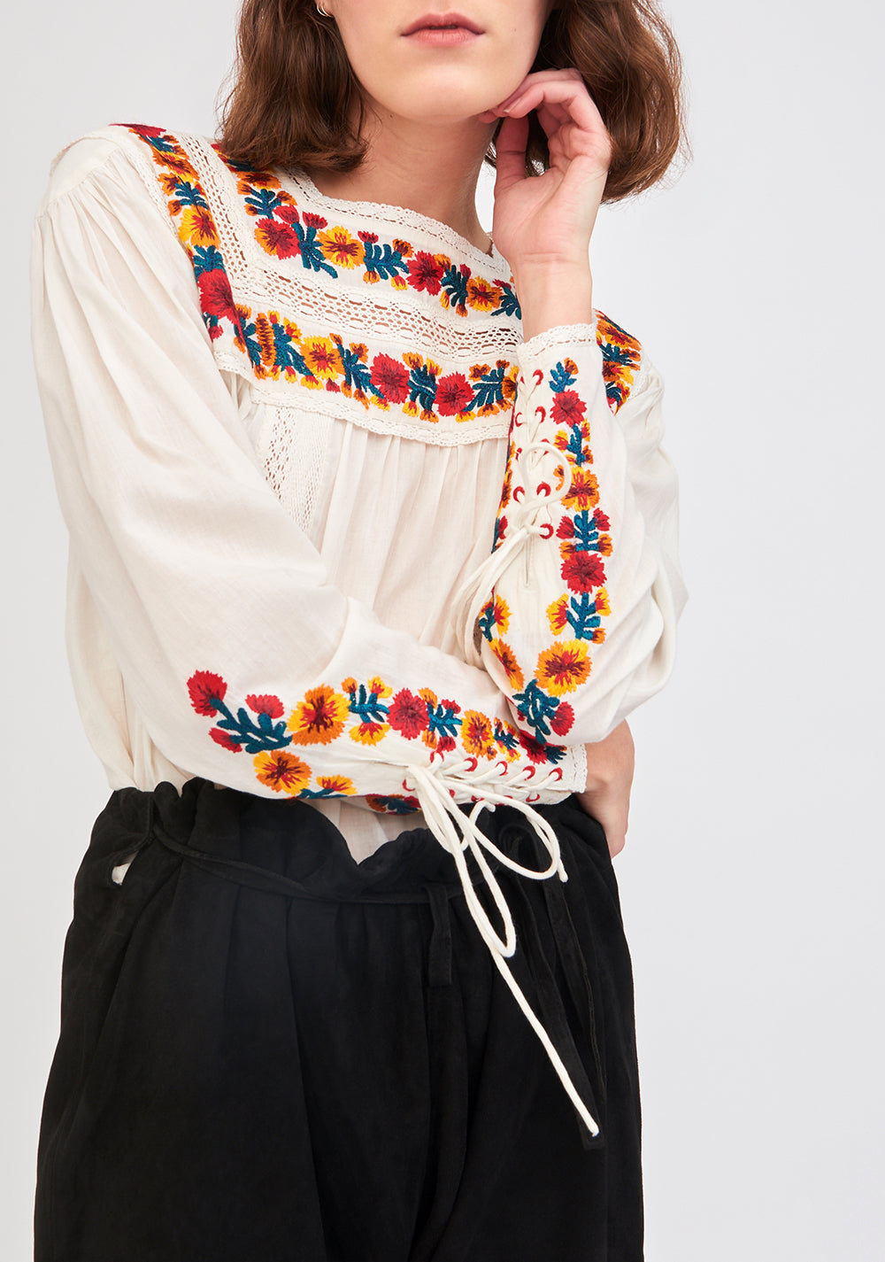 Fleury flower-embroidered blouse