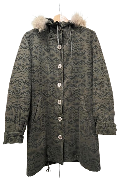 Khaki parka with rabbit lining