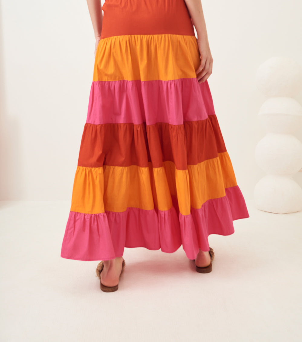 Popy long ruffled skirt