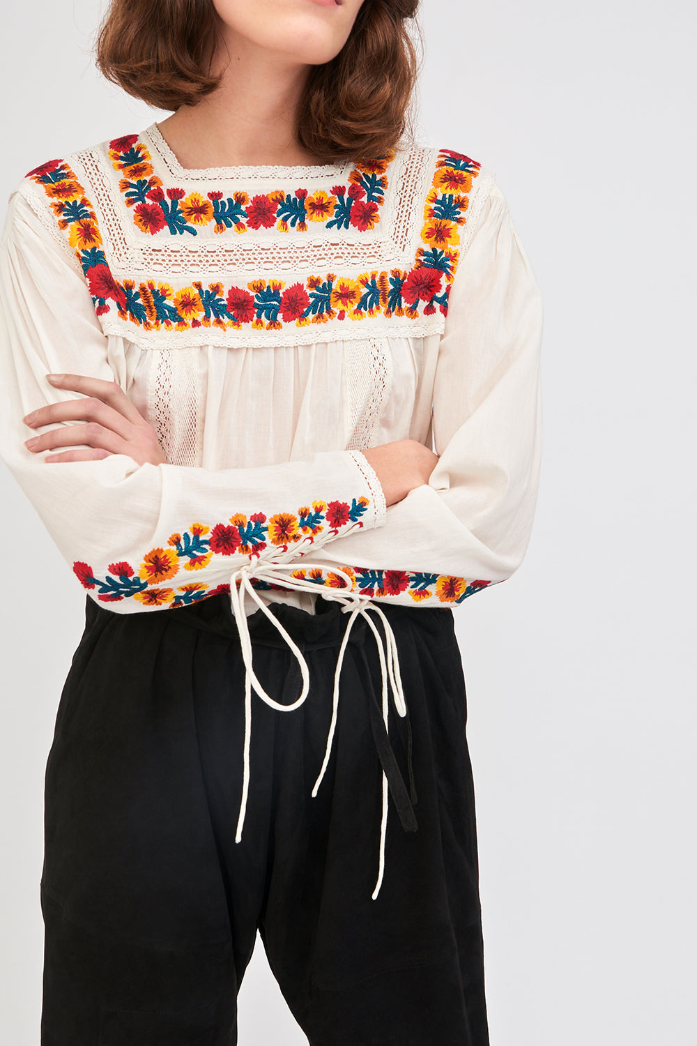 Fleury flower-embroidered blouse