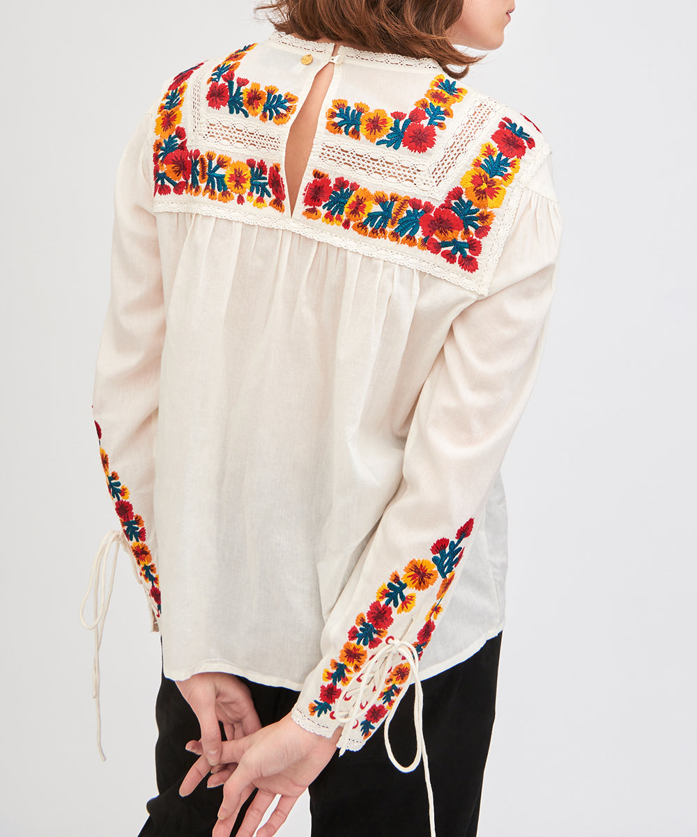 Fleury flower-embroidered blouse