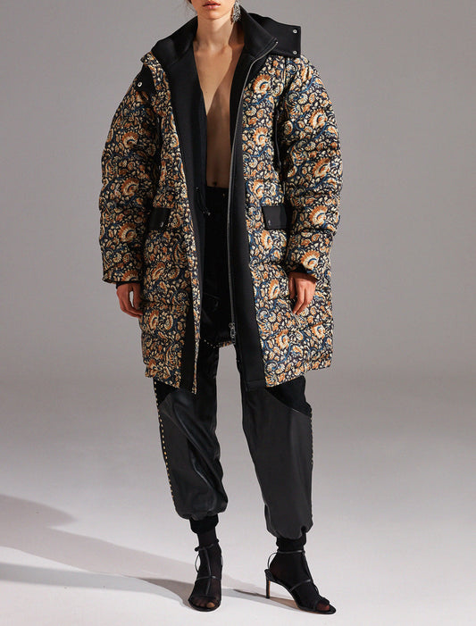 Kalak oversized printed puffer jacket