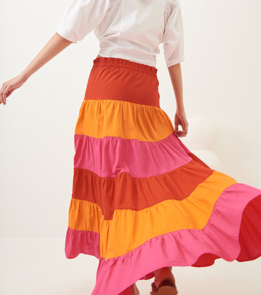 Popy long ruffled skirt