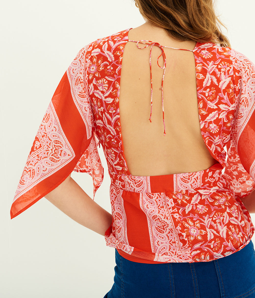 Iloni printed silk top