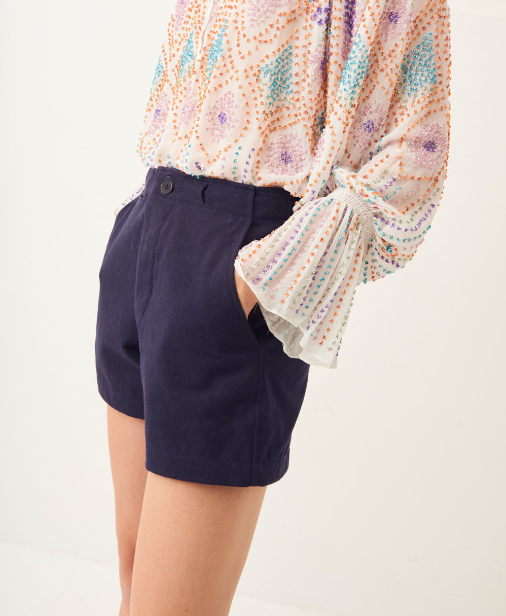 Ronan high-waisted cotton shorts